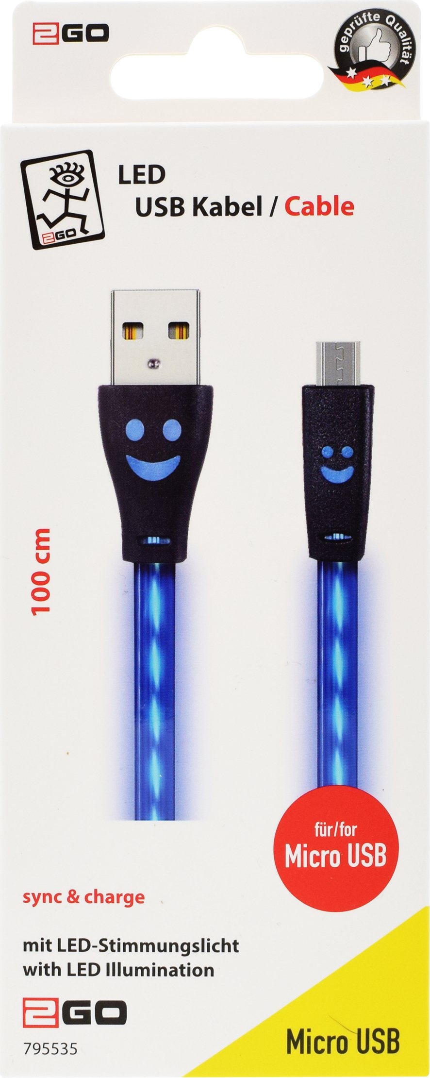 2go Cable Micro-Usb 1m Led