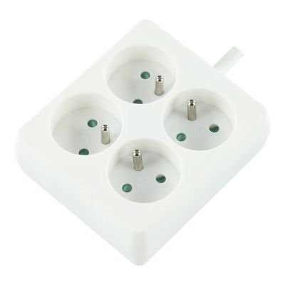 4-Way Power Strip: White -  16a - 1.5m Cable - Carre