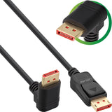 Cable Inline Displayport 1.4, 8k4k, En Ángulo Hacia Abajo, Negro/Dorado, 5 M