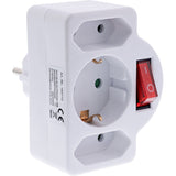 Inline® Power Adaptador With Switch, Ec Plug A 2x Euro Socket+1x Ec Socket, White