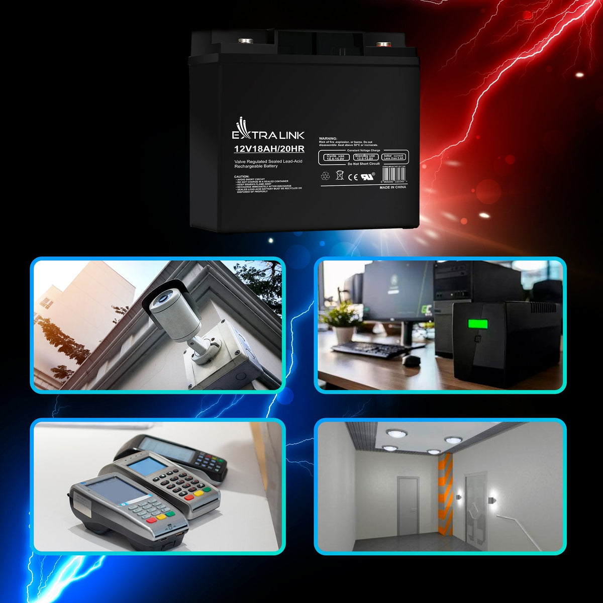Extralink Akumulator Battery Accumulator Agm 12v 18ah - Batterie - 18.000 Mah Sealed Lead Acid (Vrla) 13,5 V