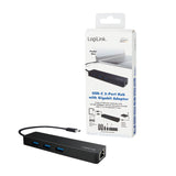 Logilink Hub De 3 Puertos Usb 3.1 Type C W/Gigabit Lan Negro Ua0313