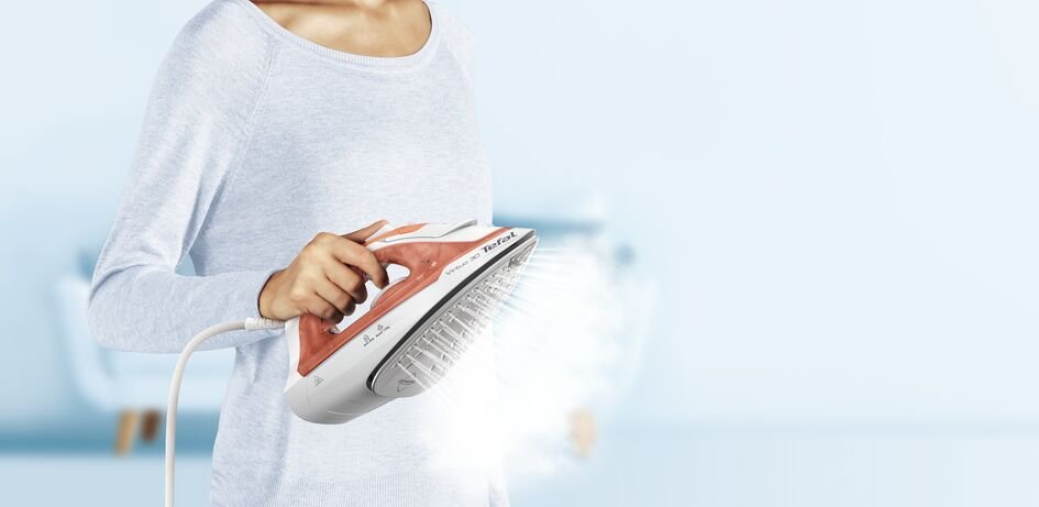 Tefal Virtuo 30 Fv2c40e0 Plancha Plancha Vapor-Seco Suela De Cerámica 2000 W Durazno, Blanco