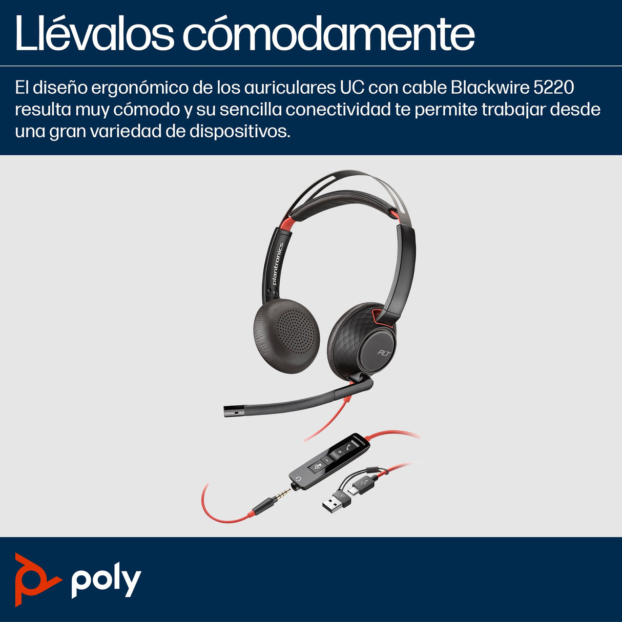 EAN 0197498837420 - HP Poly Blackwire 5220 Stereo USB-C Headset +3.5mm Plug +USB-C/A Adapter Alámbrico Diadema Llamadas/Músic imagen 6