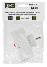 Entac Meckdosenadaptador 2x Euro 1x Schukon Schalter Blanco