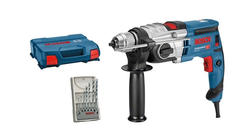 Taladro Bosch Professional De Impacto Gsb 20-2 Professional Azul/Negro, 850 W, L-Case + Juego De Brocas Para Mampostería 060117b401