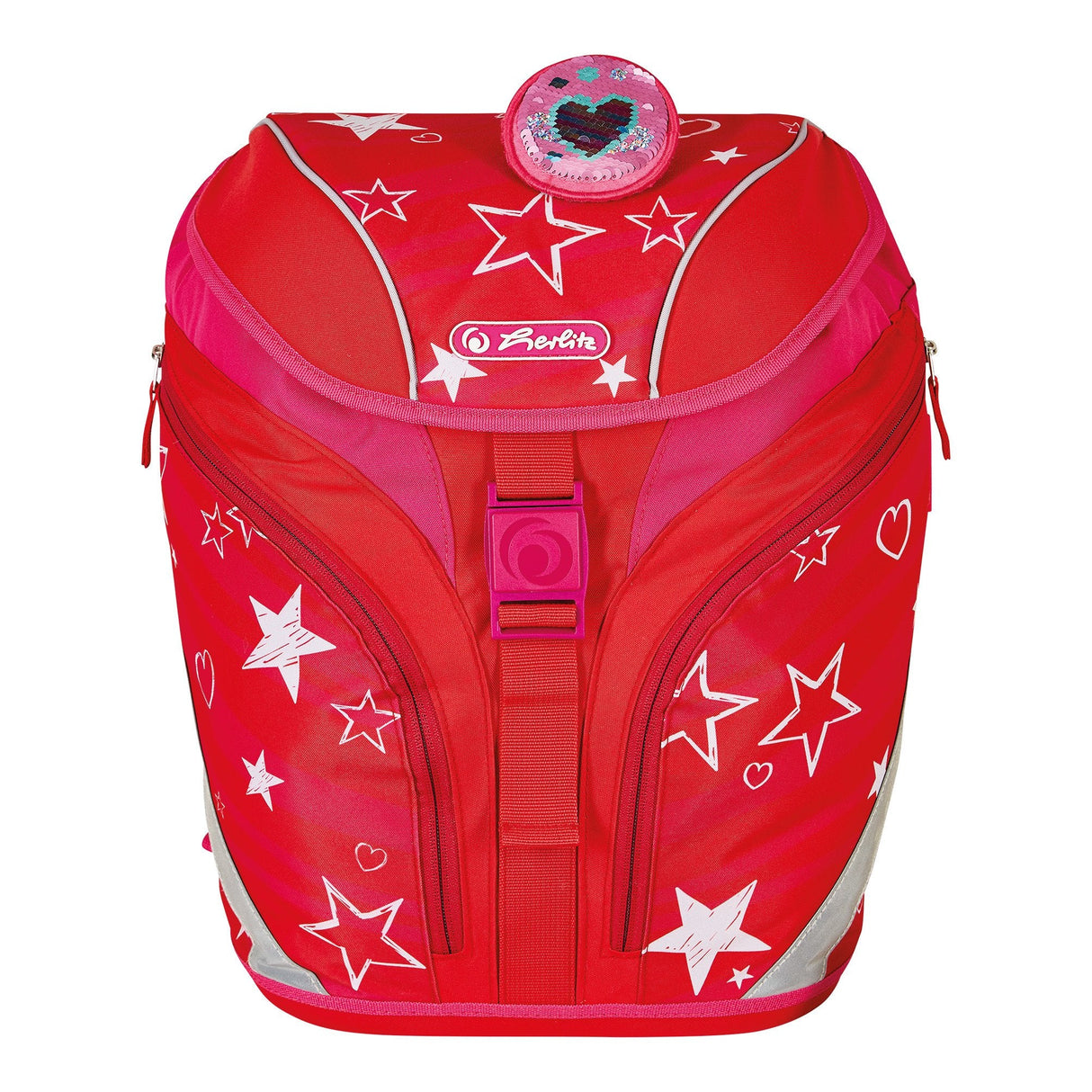 Herlitz Softlight Plus Stars&Strips Juego De Mochila Escolar Chica Poliéster Rosa, Rojo
