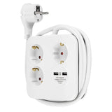Rev Powerquad 3-Fold Power Strip + 2x Usb White