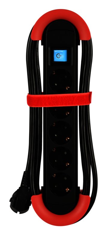 Bachmann Regleta Hook Indoor 5 Tomas, Ip20, 5,0m, Rojo, Con Interruptor