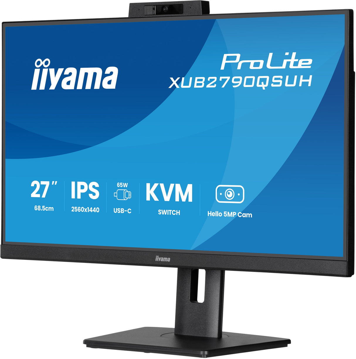 Iiyama Prolite Xub2790qsuh-B2 (68.5 Cm (27 Zoll), Negro (Matt), Qhd, Ips, Hdmi, Dp, Usb-C, Usb-Hub, Webcam, 100hz Panel) Xub2790qsuh-B2