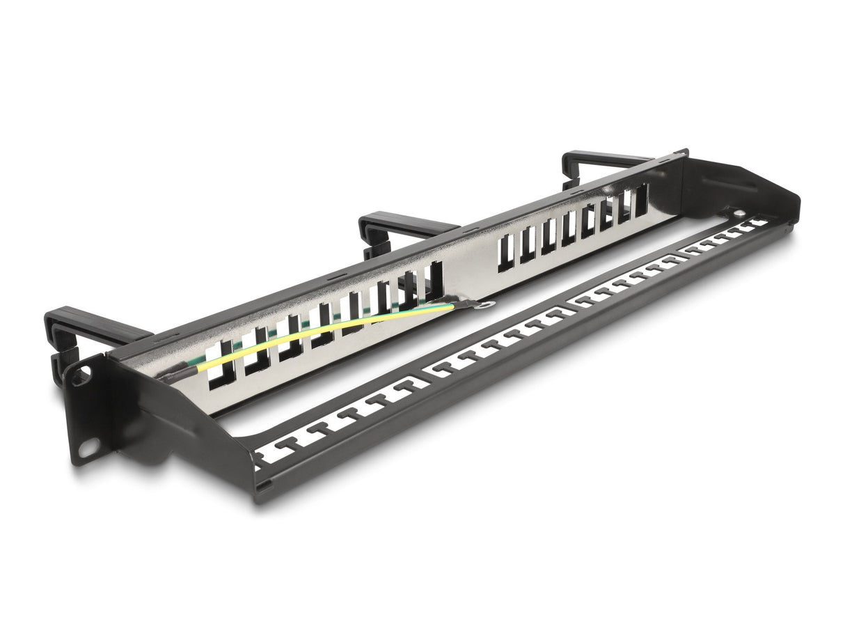 Delock 19? Keystone Patchpanel 16 Port Mit 3 Bügeln Und Entlastungsschiene 1 He Schwarz