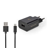 Nedis Cargador 1x 2.4 A Usb-A  Lightning De 8 Pines (Suelto) Cable 1.0m/12w Negro