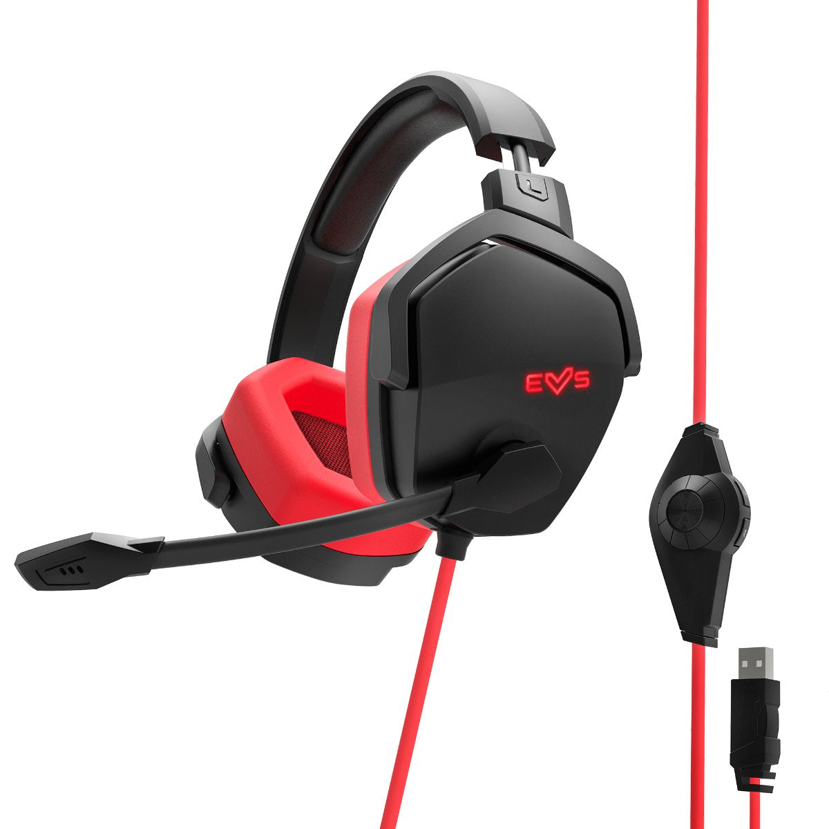 Auricular + Mic Energy Gaming Esg 4 Surround 7.1 Usb Black/Red