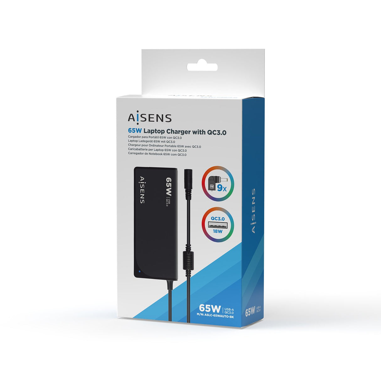 EAN 8436574707137 - AISENS ASLC-65WAUTO-BK adaptador e inversor de corriente Interior Negro imagen 7