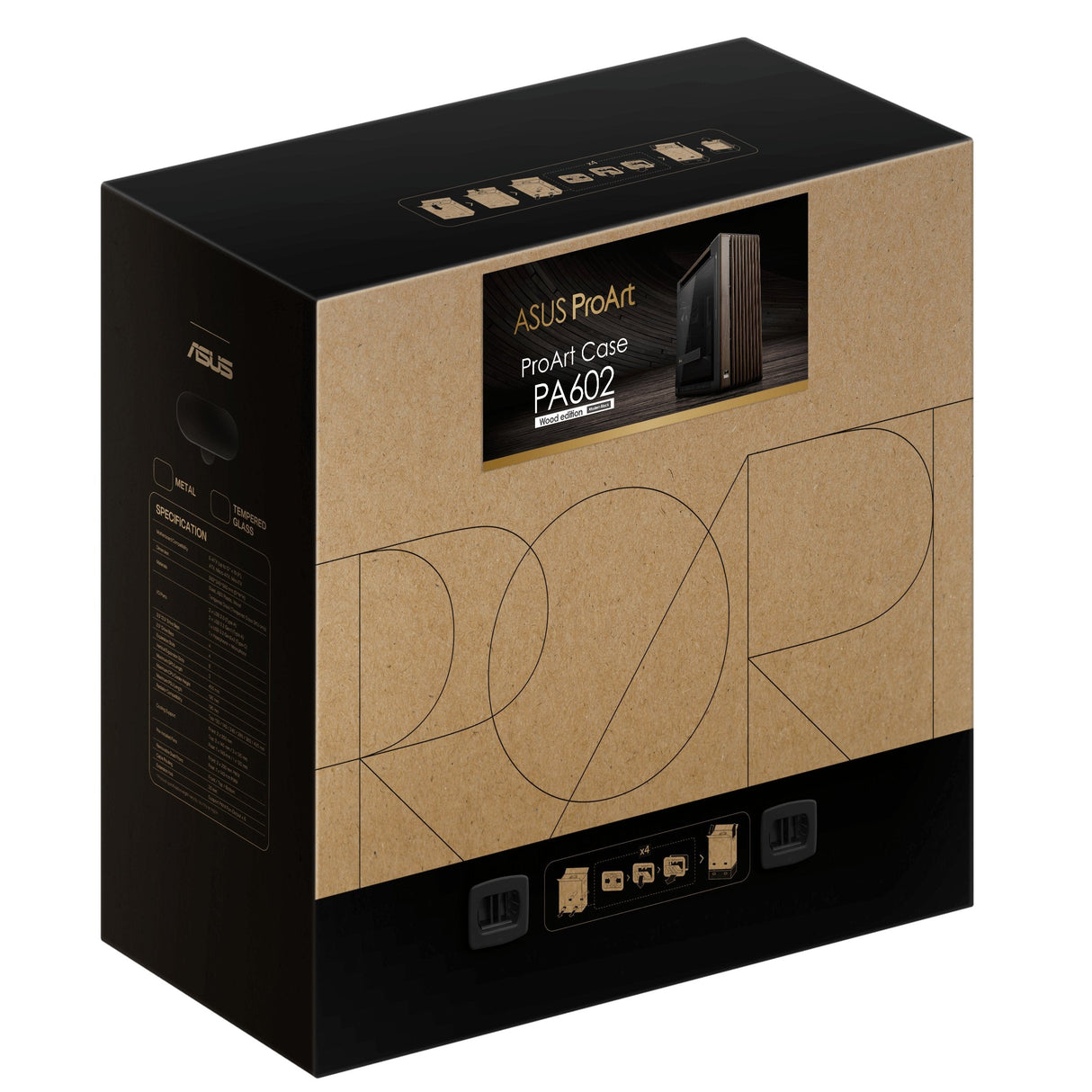 Caja  Pc Asus Geh Proart Pa602 Walnut Wood Tg Pwm Modern Negro