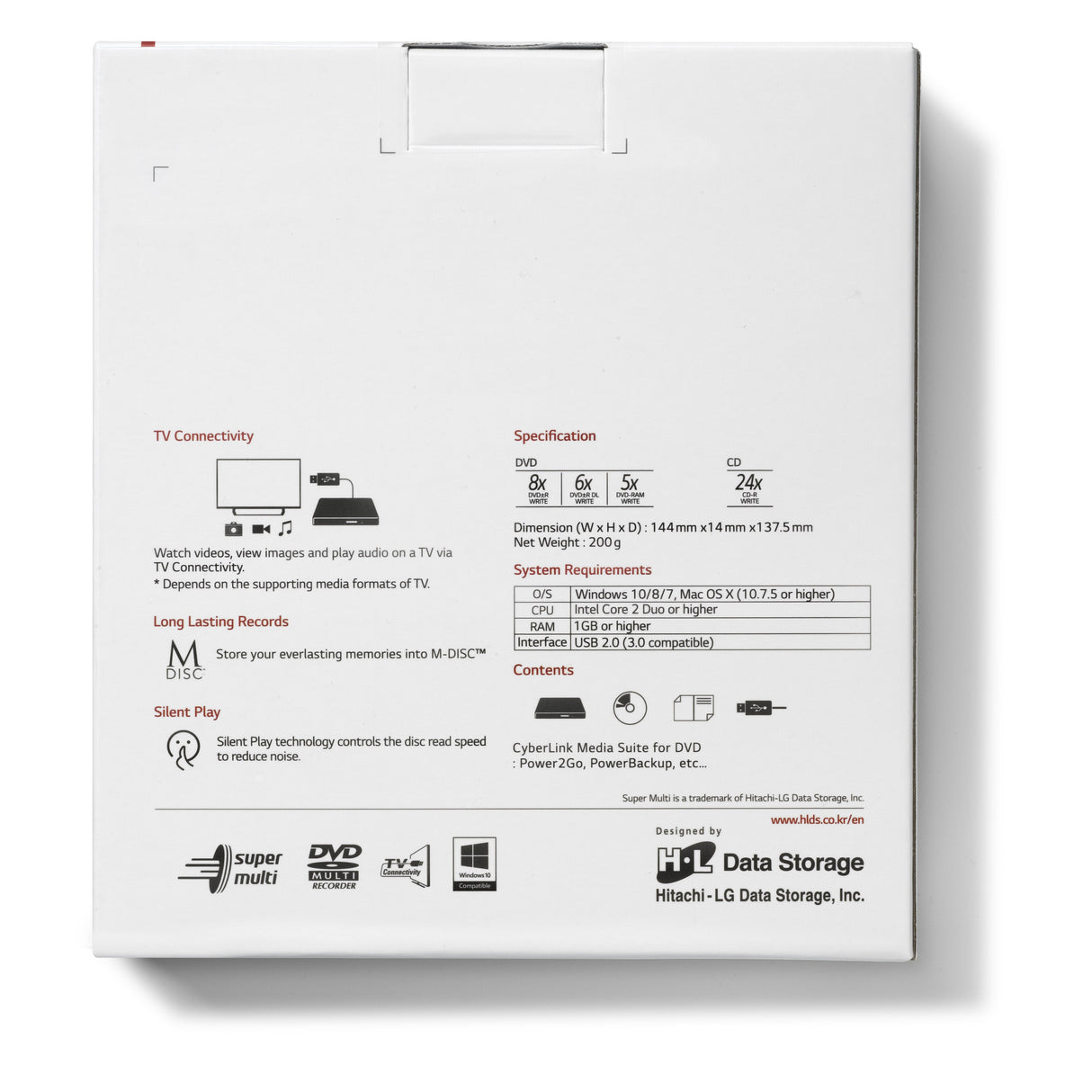 Grabadora Externa Lg-H Ultra Slim Dvd-Writer Blanca