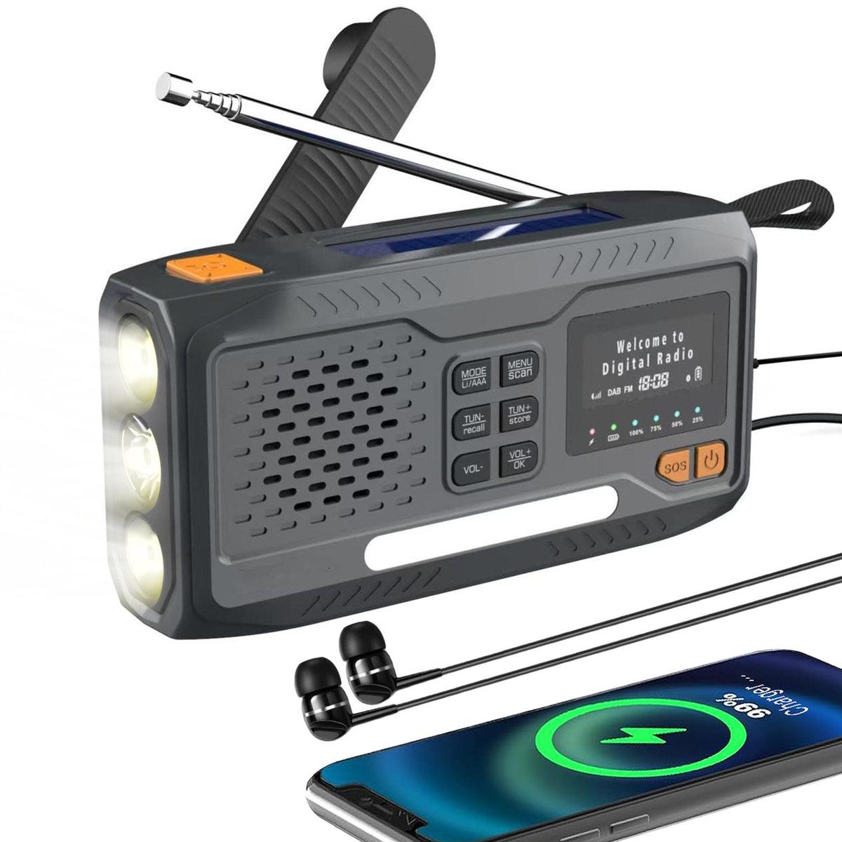 Radio Extralink Radio De Emergencia Bluetooth Solar Con Manivela Dinamo Powerbank 4000mah Con