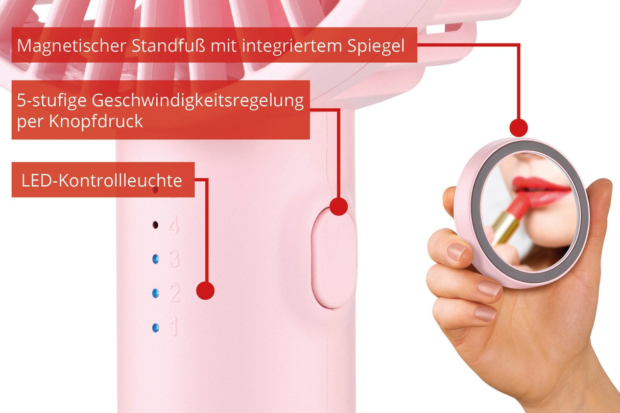 86624 Handventilator Breezy Ii Pink 4w 5 Geschwindigkeitsstufen Ø10cm