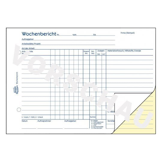 Avery Zweckform Wochenbericht - 50 Hoja - A5 (148 X 210 Mm)