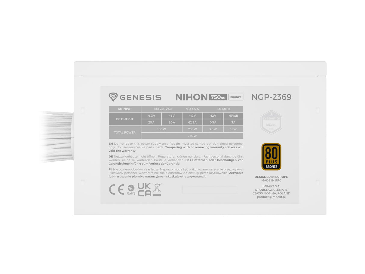 Fuente De Alimentación  Genesis Nihon 750nm  750 W 20+4 Pin Atx Atx Negro