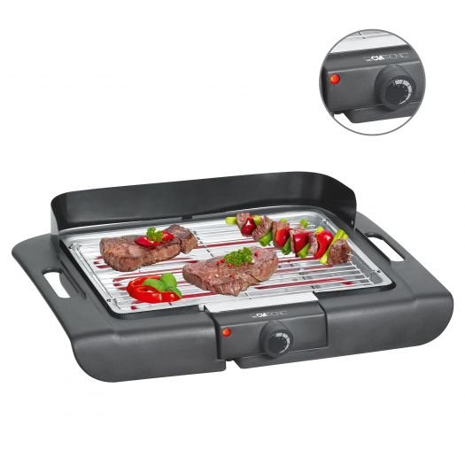 Parrilla De Mesa Clatronic Barbacoa Bq 3507, Parrilla Eléctrica (Negro, 2.000 Vatios)