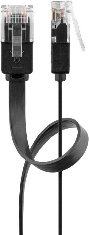 Cable Goobay Con Conector Rj45 > Conector Rj45 Cat.6 U/Utp Negro, 2 Metros, Cable Plano 95384