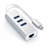 Satechi Aluminium 2 W 1 - Usb-C (3x Usb-A, Ethernet) (Srebrny)