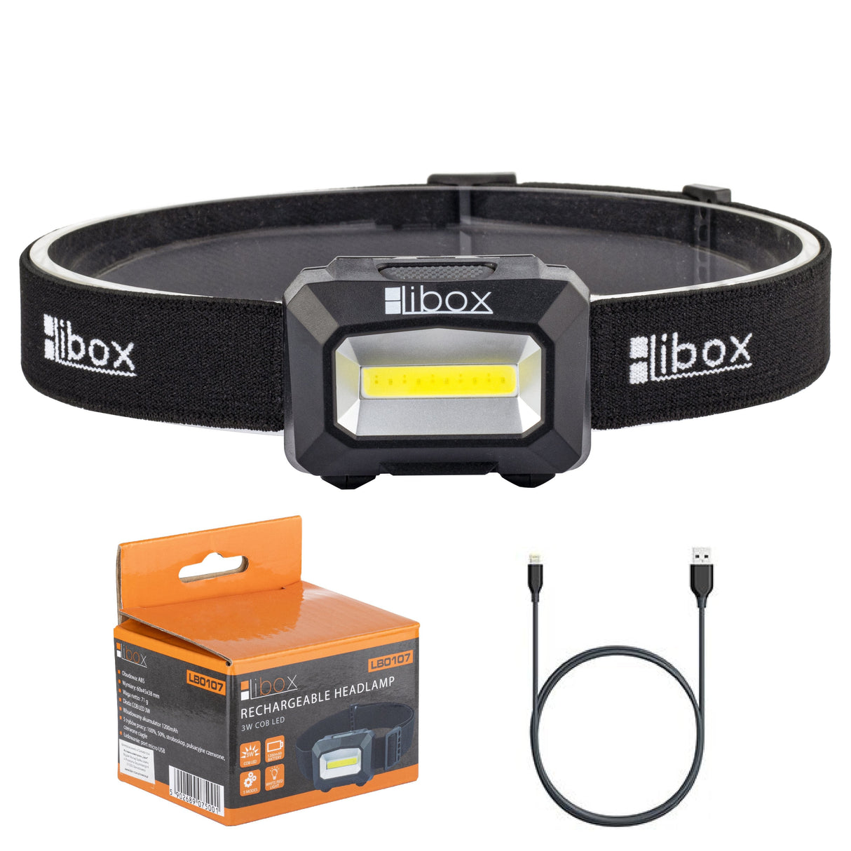 Libox Lb0107 Linterna Negro Linterna Con Cinta Para Cabeza Led