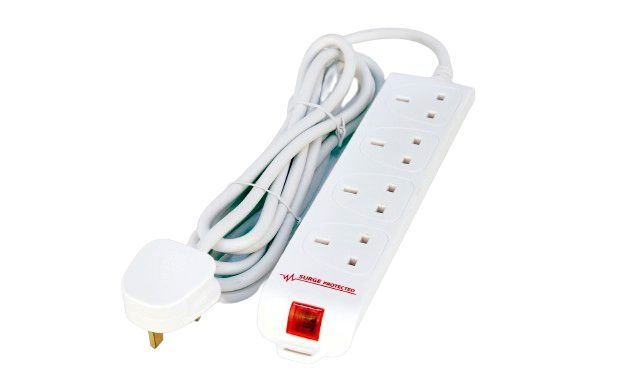 4-Way Uk Surge Protected  Power Strip 2m White 4-Way Uk