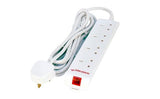 4-Way Uk Surge Protected  Power Strip 2m White 4-Way Uk