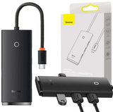Baseus Hub Lite Series 4-In-1 Adapter (Type-C To 4xusb-A 3.0 5gb/S) Cable 0.25m, Black (Wkqx030301)