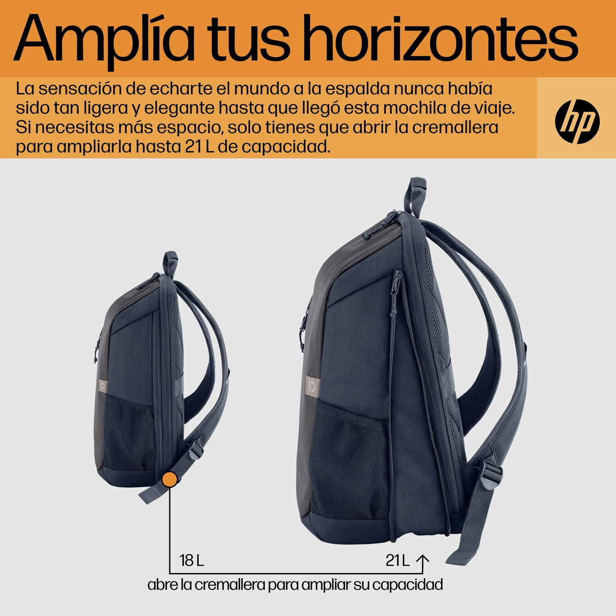 Mochila Hp Travel Para Portátiles Hasta 15.6' Gris