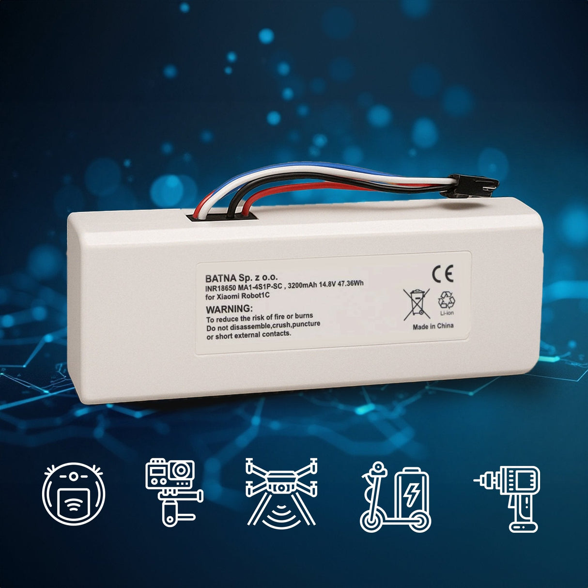 Bateria Xiaomi Robot 1c Inr18650 Ma1-4s1p-Sc, 3200mah, 47.36wh