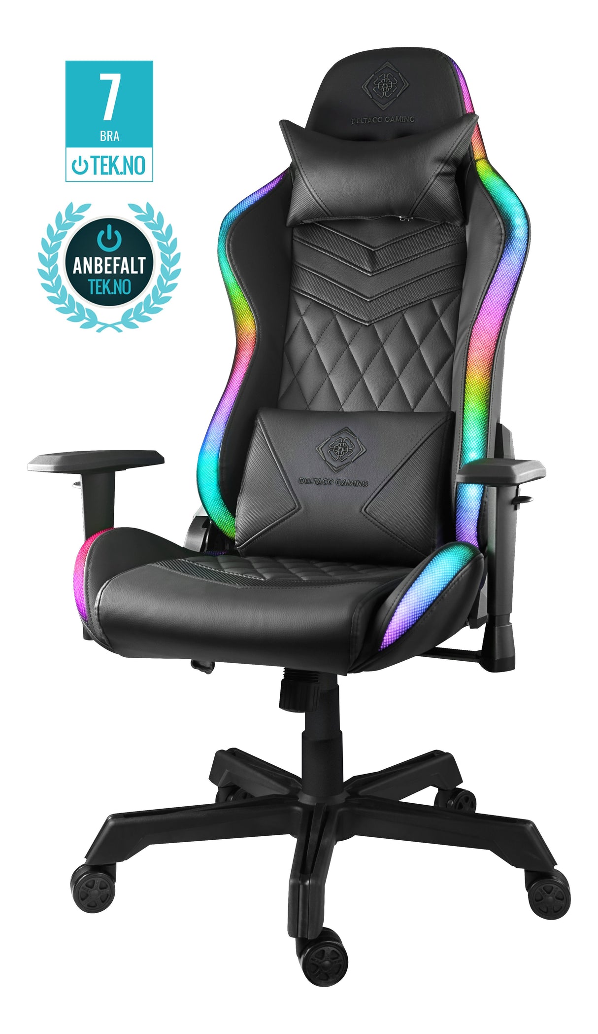 Silla Gaming Deltaco Gam-080 Gamingstuhl Kunstleder M. Rgb Led Schwarz