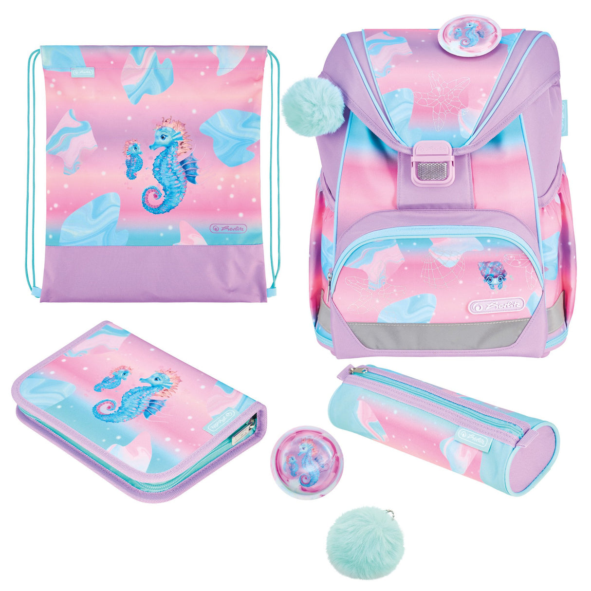 EAN 4008110396552 - Herlitz UltraLight Plus Ocean Lights juego de mochila escolar Chica Poliéster Azul, Rosa imagen 1