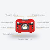 Linterna Montis Bateryjna Latarka Naglowna Z Sensorem Mt002 Rojo, Negro Con Diadema Led