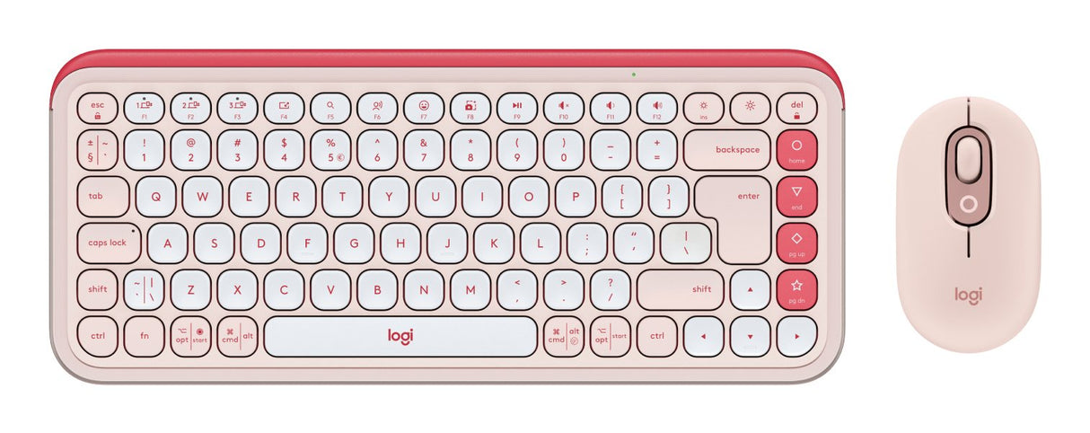Teclado Ingles + Ratón Logitech Pop Icon Universal Bluetooth Qwerty Internacional De Ee.Uu. Rosa, Blanco
