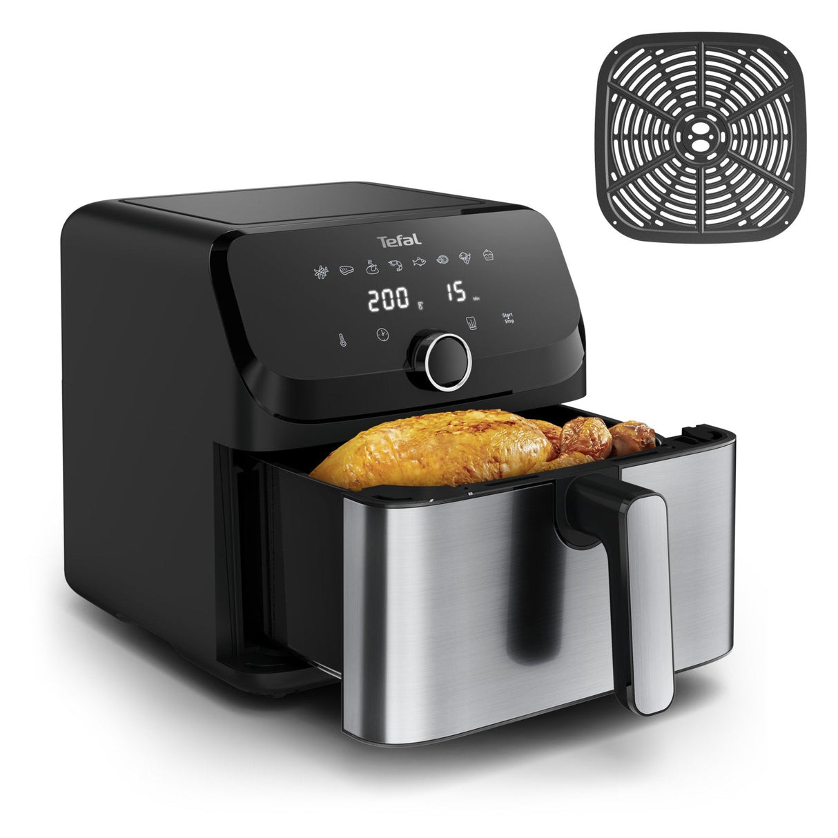 Freidora Tefal Easy Fry Mega Ey855d10 Sencillo 7,5 L Independiente 2020 W Freidora De Aire Caliente Negro, Acero Inoxidable