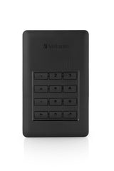 Verbatim Disco Duro Portátil Y Seguro Store Go De 1 Tb Con Teclado, Unidad De Disco Duro Negro/Plateado, 1000 Gb, Negro, Plata