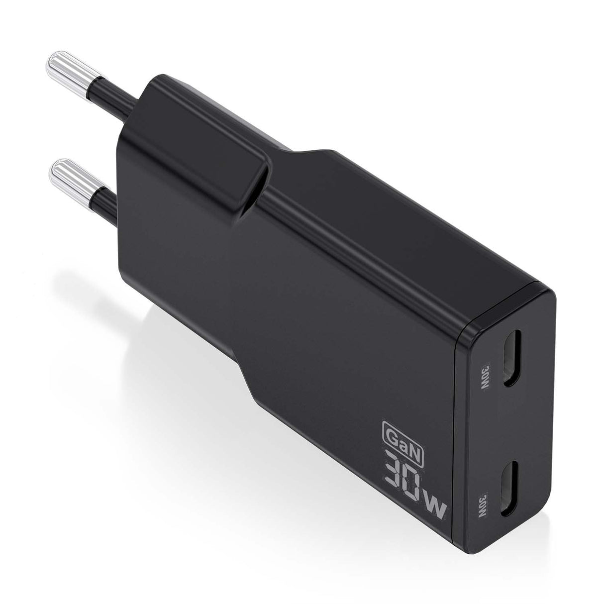 Aisens Cargador Gan Ultra Delgado 30w, 2xusb-C Pd3.0 Qc4.0, Negro
