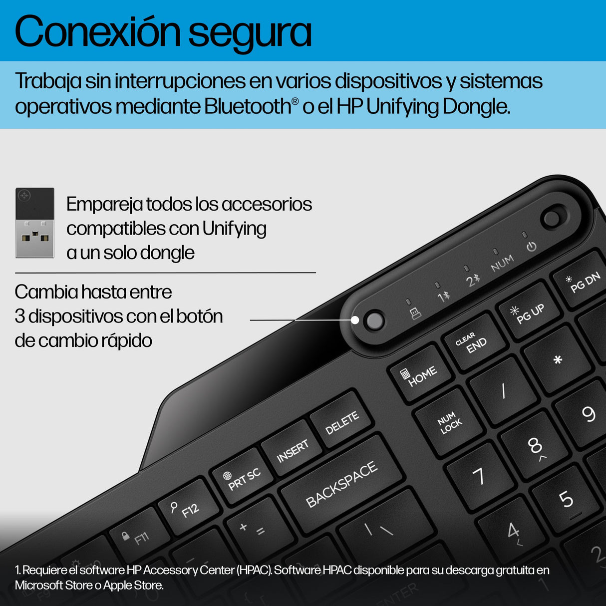 EAN 0197192767719 - HP 475 Dual-Mode Wireless Keyboard teclado Universal Bluetooth Negro imagen 5