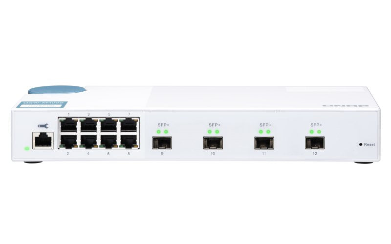 Switch Gestionable Qnap Qsw-M408s 12 Puertos (4*Sfp+ + 8*Rj45 Gigabit) Consola Rj45 Sin Ventilador Formato Sobremesa