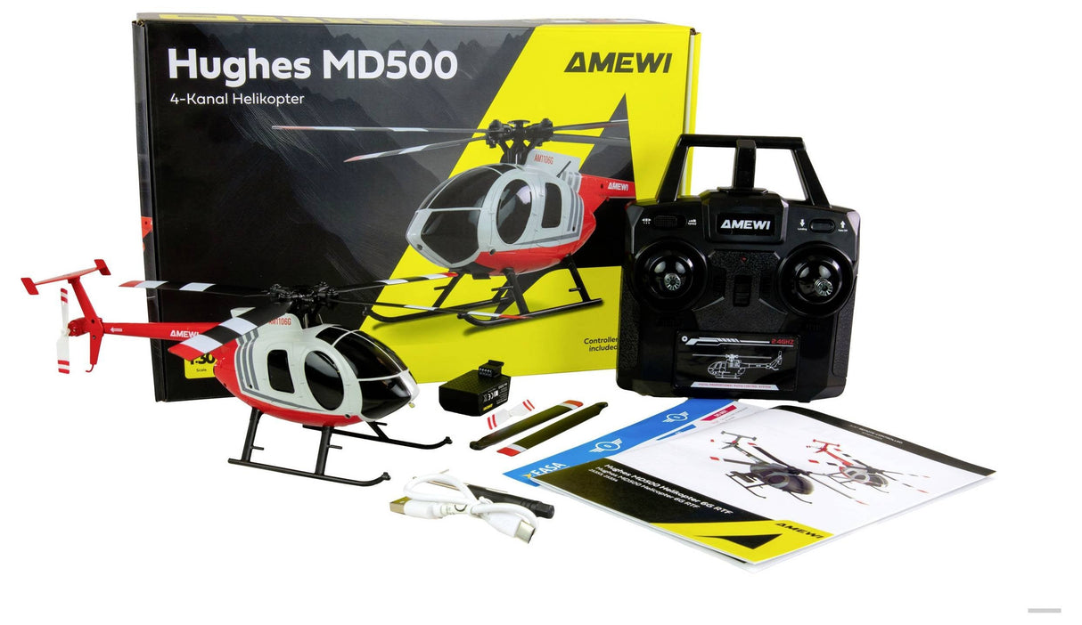 Amewi Rc Helikopter Md500 Li-Po Akku 350mah Plata Rot