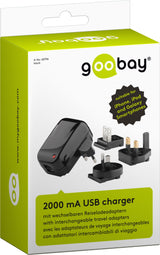 Cargador 12,5w Usb  2 Puert. 12,5w 2,5a + Adap (Eu/Uk/Us) Negro