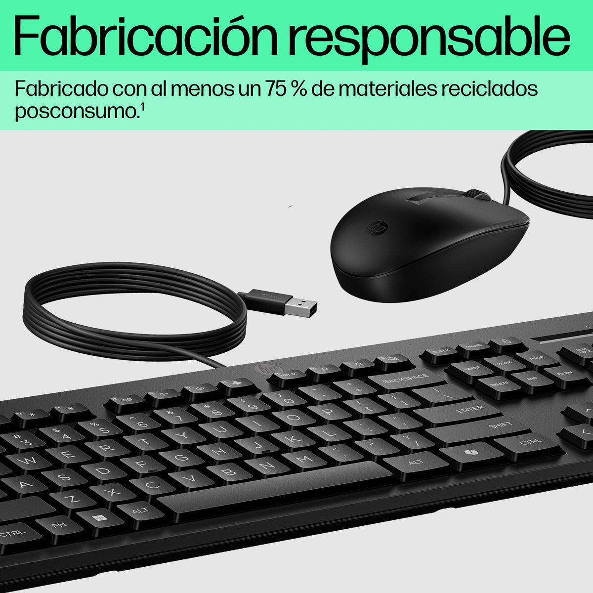 EAN 0198701791072 - HP 225 Wired Mouse and Keyboard Combo G2 teclado Ratón incluido Oficina USB Negro imagen 9