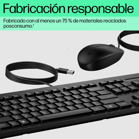 EAN 0198701790938 - HP 225 Wired Mouse and Keyboard Combo G2 teclado Ratón incluido Oficina USB Negro imagen 6