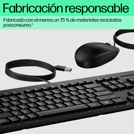 EAN 0198701790945 - HP 225 Wired Mouse and Keyboard Combo G2 teclado Ratón incluido Oficina USB Negro imagen 9