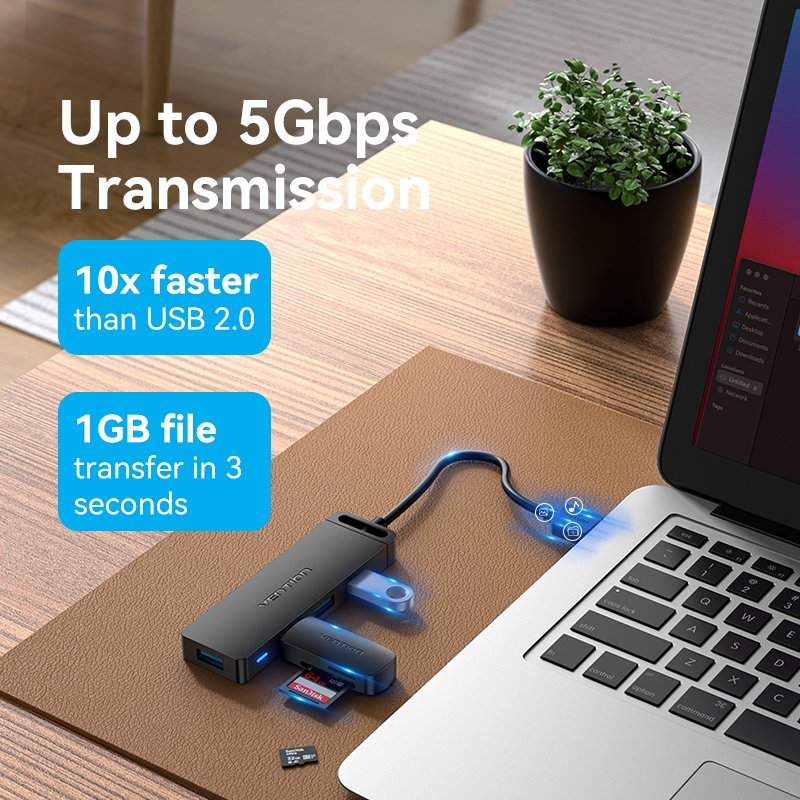 Hub Usb 3.0 Vention Chlbd 4xusb Microusb Pd 50cm