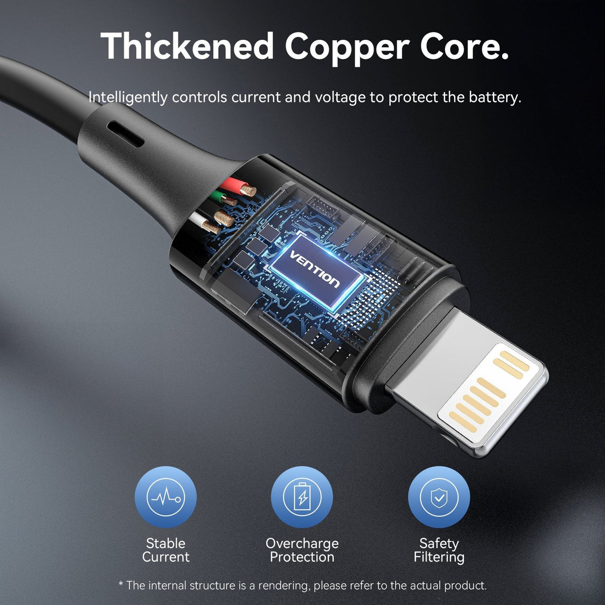 Vention Usb 2.0 Usb-C To Lightncabl Ing M-M 3a Cable 0.25m Black Pvc
