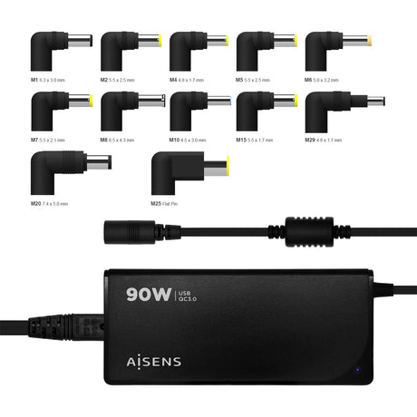 EAN 8436574707120 - AISENS ASLC-90WAUTO-BK adaptador e inversor de corriente Interior 90 W Negro imagen 5